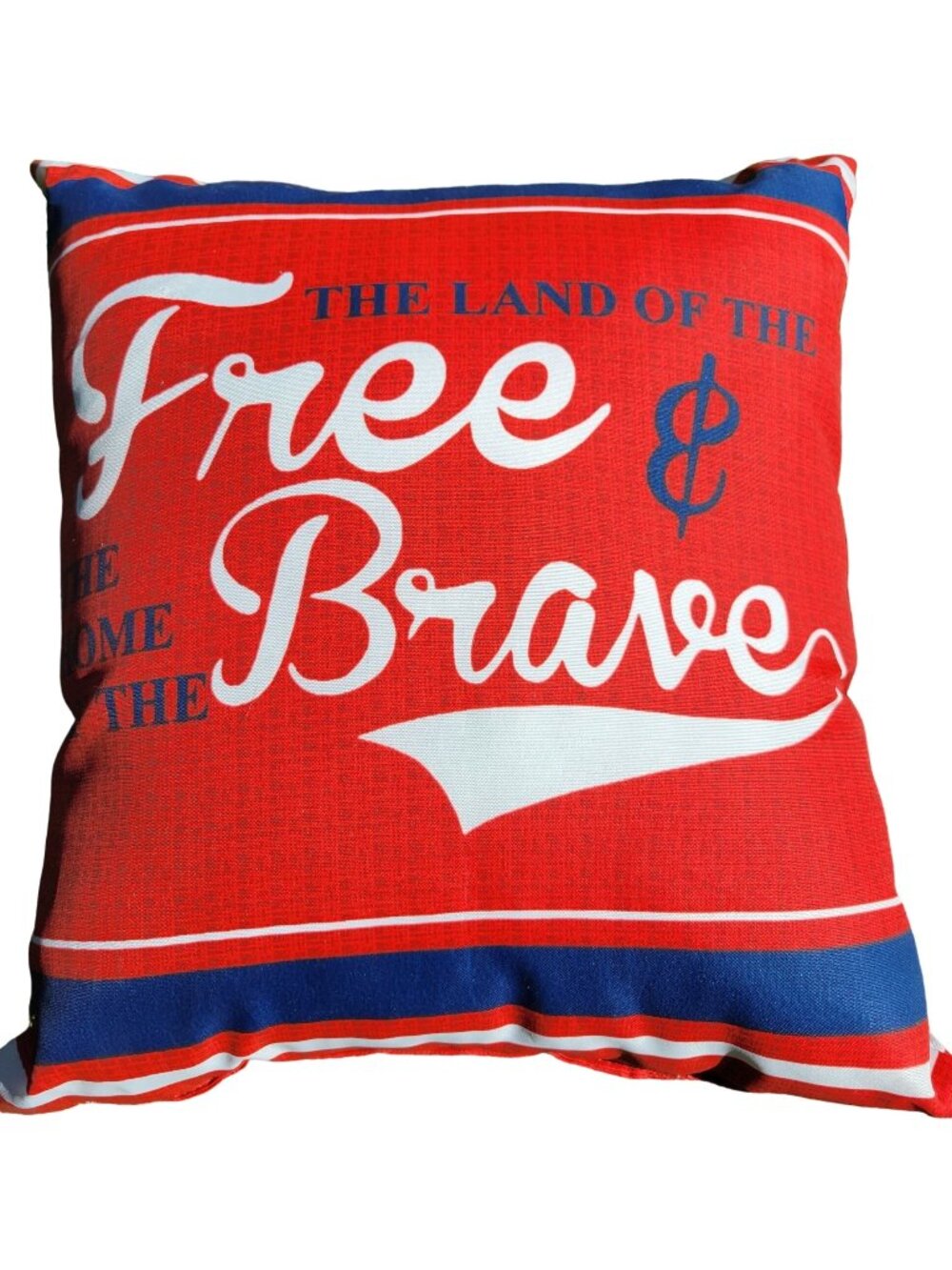 Patriotic Throw Pillow 16"x16" "Land Of The Free & Home Of The Brave"